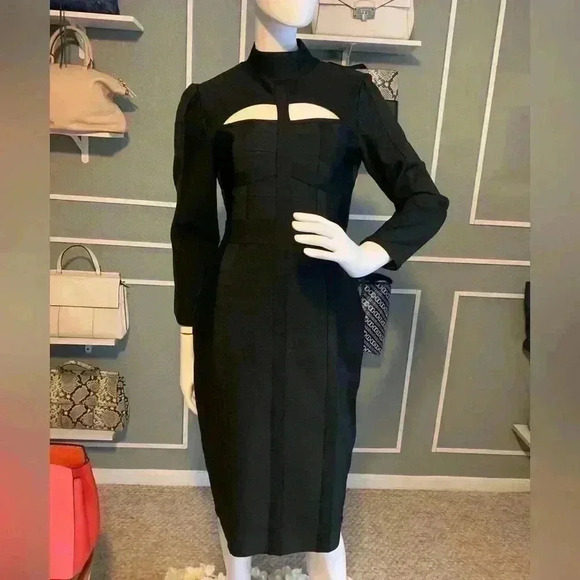 Unbranded  Out Front Mock Neck Bandage Dress Black Color.Size XL. #308 - Picture 1 of 9